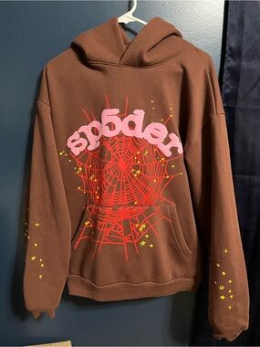 Sp5der Web Brown Pullover Hoodie